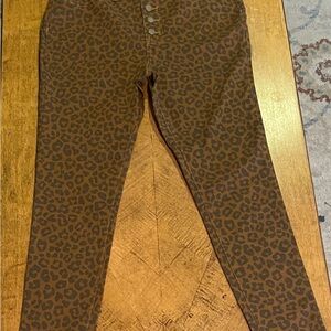 Time and Tru Leopard Print Skinny Jeans - Brown